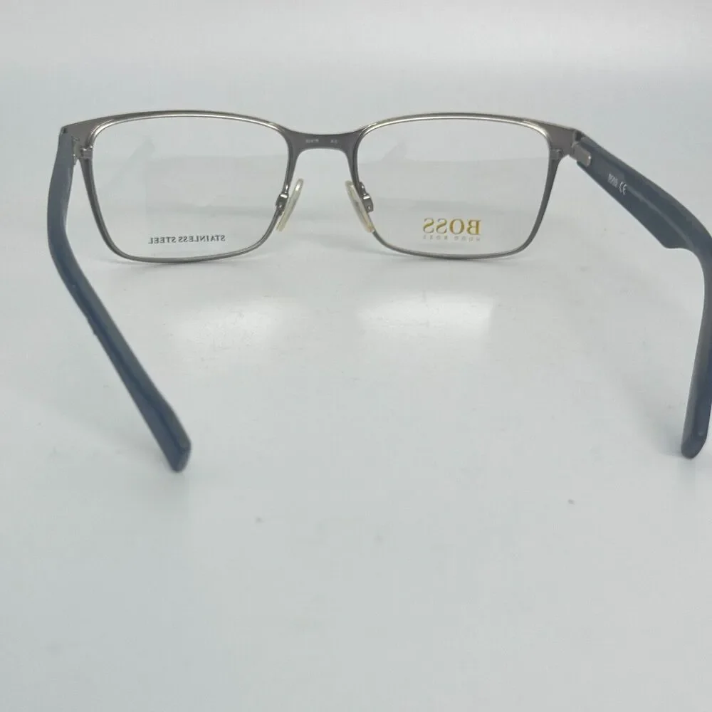 HUGO BOSS BO0183 K0L Black Rectangular StainlessSteel Full Rim Eyeglasses H1203‎